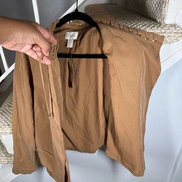 NWT Chico’s Tencel Open Jacket in Camel Brown - Picture 6 of 9